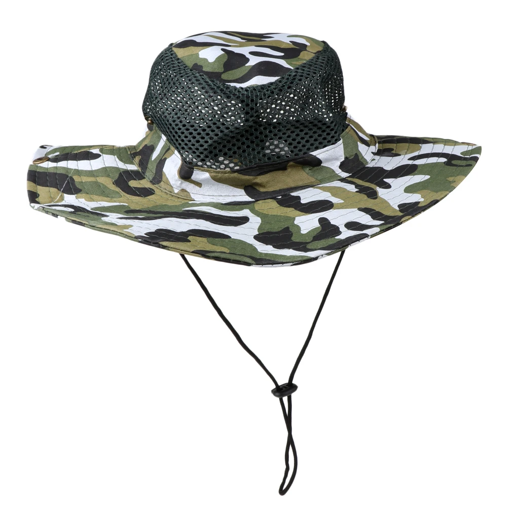 Summer Boonie Mesh Bucket Safari String Hap Cap Men Women Fishing Beach Outdoor Camping Hiking Hat