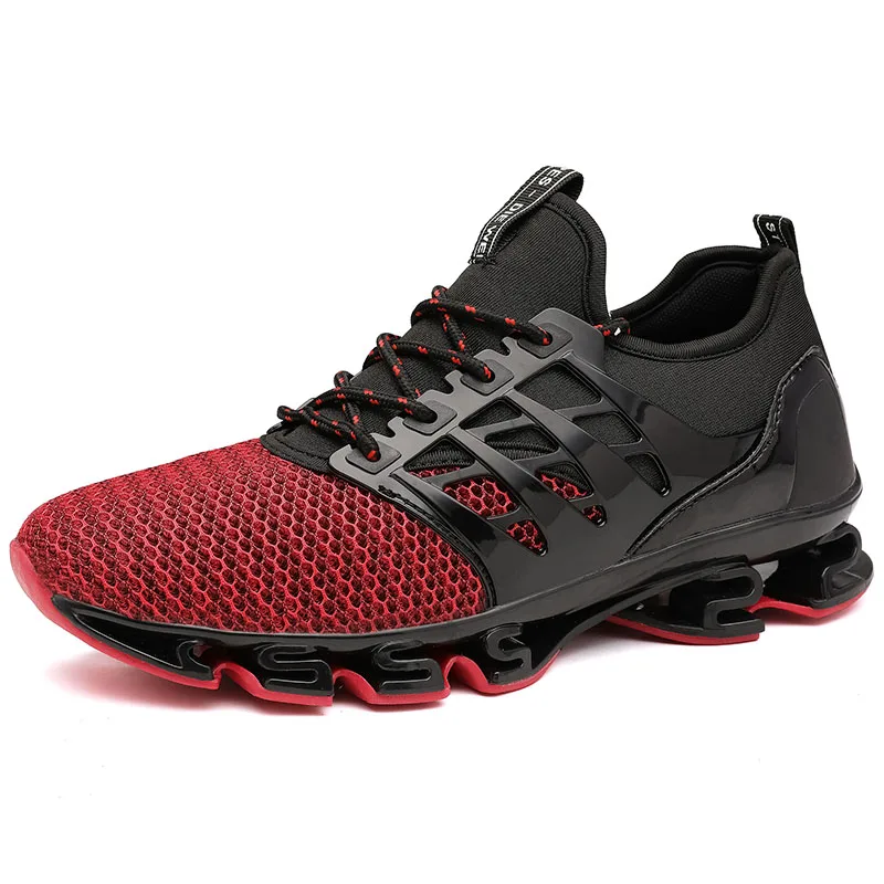 Мужские кроссовки из дышащего материала на шнуровке; Мужская обувь из сетчатого материала; модная повседневная мужская Вулканизированная обувь; Tenis Masculino; Прямая поставка; большие размеры 39-47 - Цвет: Красный
