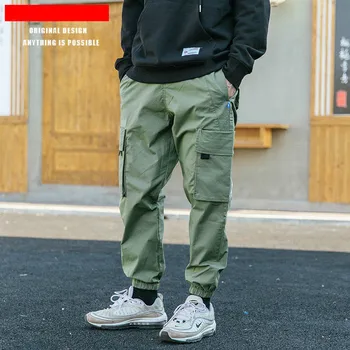 

Hong Kong Style Cargo Pants Tide Brand Pocket Stitching All Match Casual Pants Men and Women Couples Pants