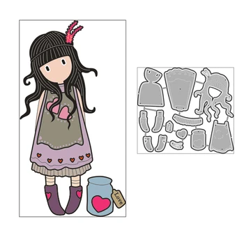 

2020 Hot New Die Cut Fairy Girl Feather Heart Dress Metal Cutting Dies Foil and Crafts Scrapbooking For Card Making no stamps