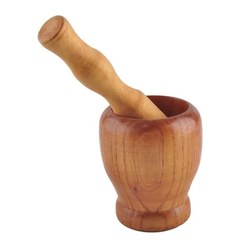 

Wooden Garlic Ginger Spice Mixing Grinding Bowl Kitchen Tool Mortar and Pestle Kitchenware