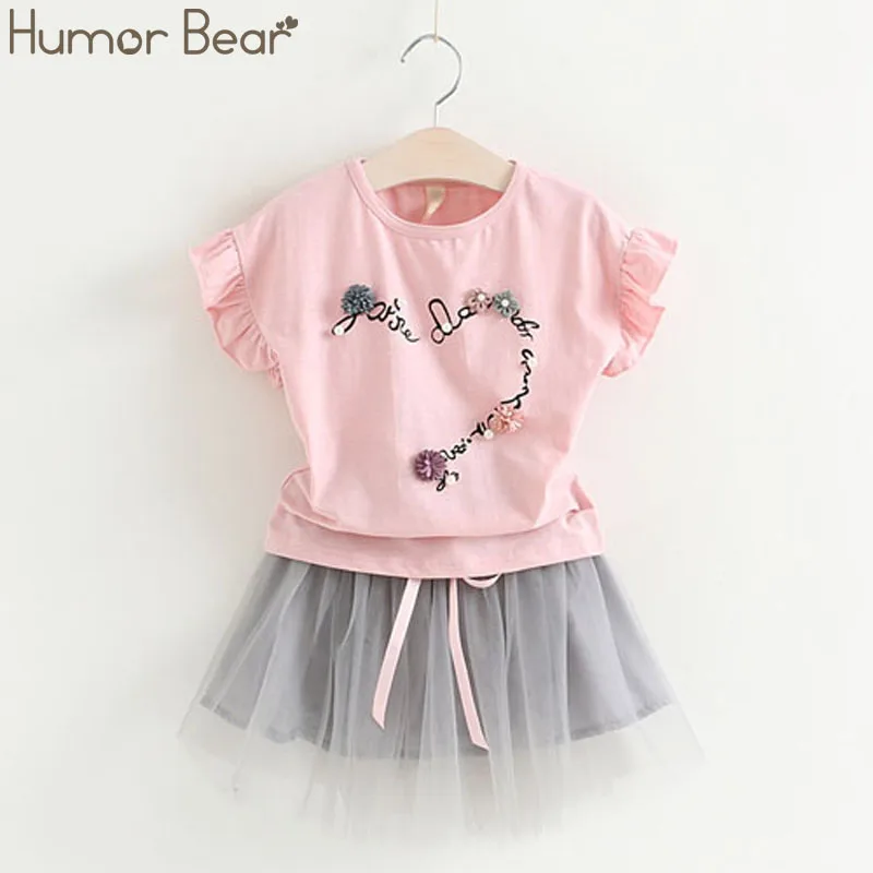 Комплект одежды для девочек Humor Bear летняя Модная стильная футболка с блестками и