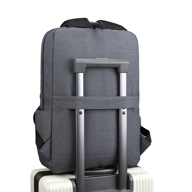 

Computer Bag 2019 New Style Fashion Business Pure Color USB Rechargeable Laptop Backpack Boarding Bag