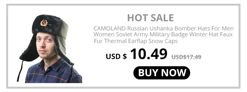 bomber trapper hat CAMOLAND Winter Waterproof Bomber Hat For Women Men Faux Fur Earflap Caps Outdoor Male Russia Ushanka Snow Ski Cap men's bomber hats