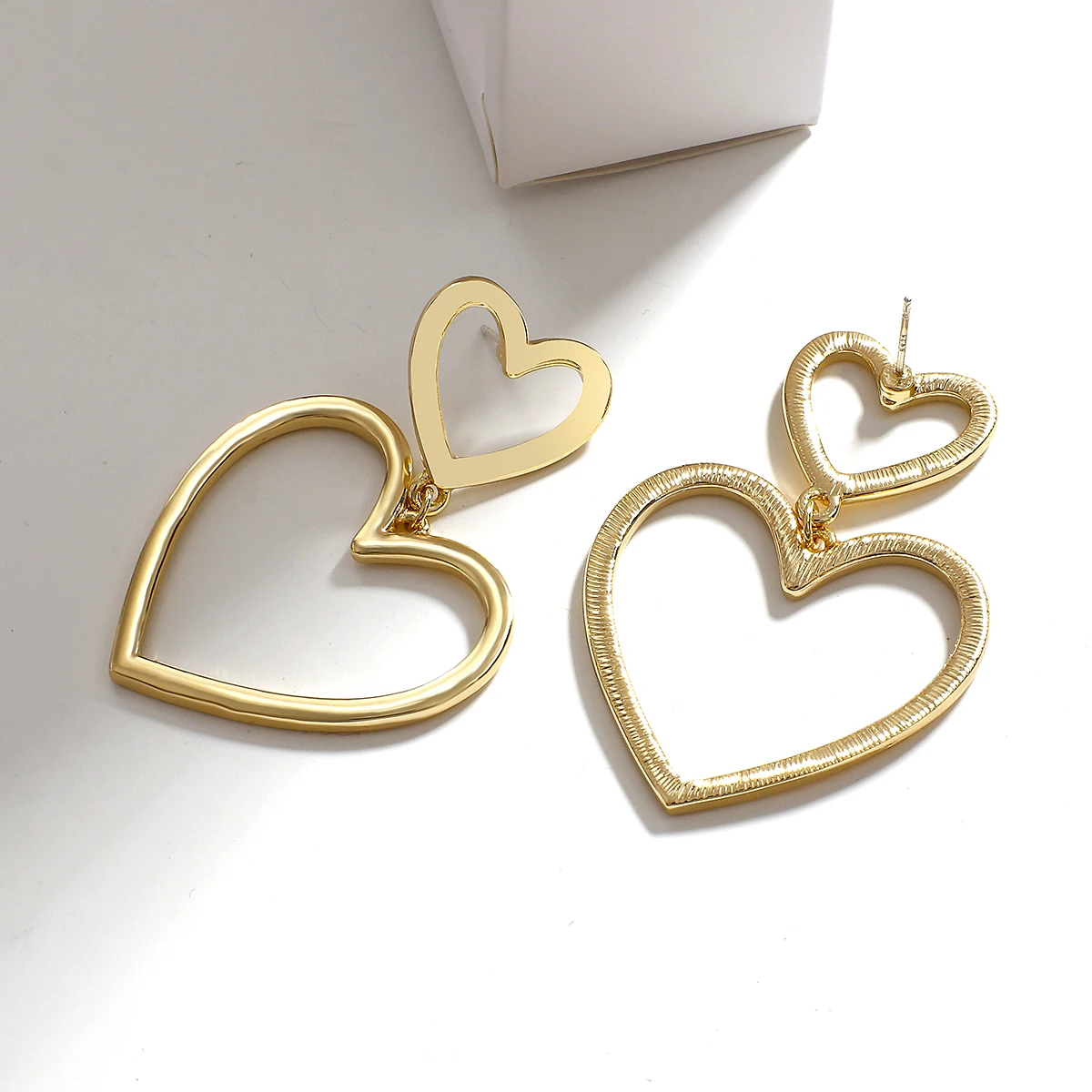 Big Heart Drop Earrings - Image 2