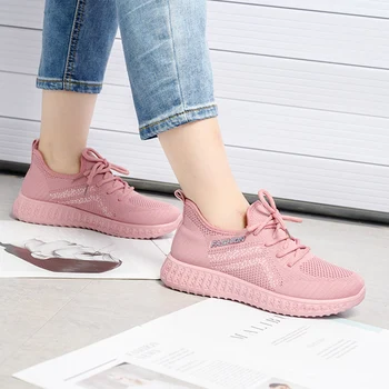 

Ladies Vulcanized 2020 Women Sneakers Fashion Breathable Female Comfortable Women's Lace Up Casual Solid Shoes Plus Size