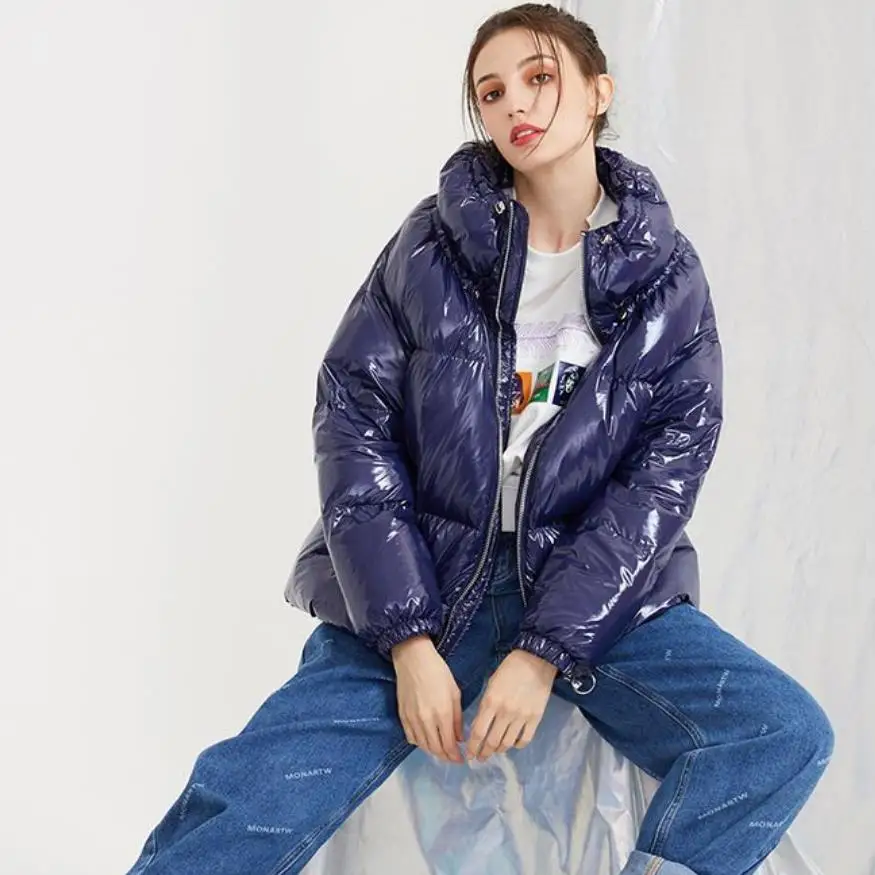 

oversize thick warm down jacket female bread style fluffy white duck down coats winter warm high Flower collar down coat F81