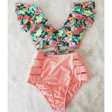 High Waist Bikini Set Swimwear Women Swimsuit Sexy Push Up Biquini Ruffle Bikinis Floral Printed Feminino 2020 Bathing Suit High Waist Bikini Set Swimwear Women Swimsuit Sexy Push Up Biquini Ruffle Bikinis Floral Printed Feminino 2020 Bathing Suit