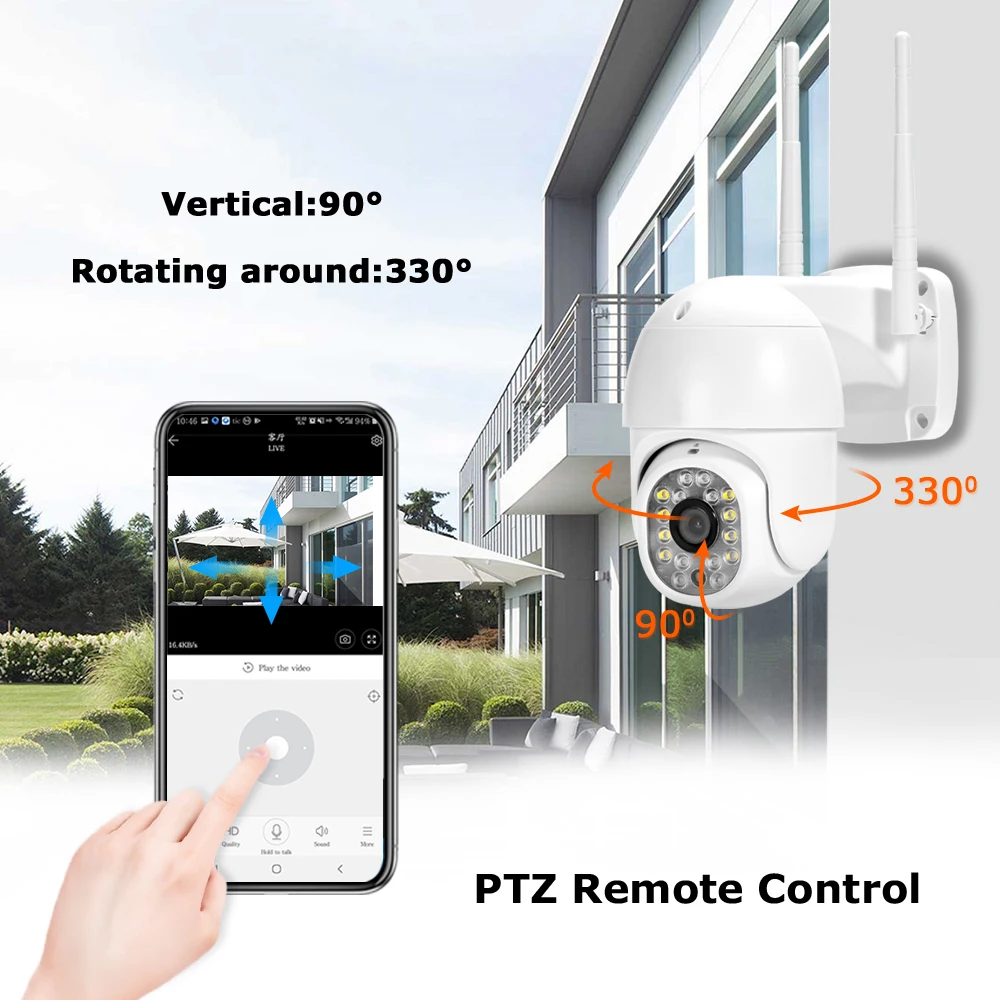 US $31.90 1080P PTZ Wifi IP Camera Outdoor Waterproof Auto Motion tracking Wireless Camera P2P ONVIF Audio 2MP Security CCTV Camera APP