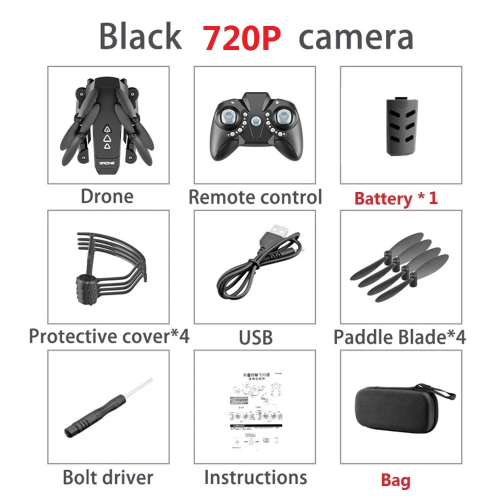 720P 1B Bag KK8 Дрон мини air pix Квадрокоптер HD камера 1080p Дрон селфи Квадрокоптер Wifi FPV дроны жесты самолет подарок для мальчика Дети - Цвет: 720P 1B Bag