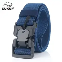 CUKUP дизайн нейлоновая магнитная пряжка для отдыха эластичный плетеный ремень безопасности пластиковый крючок Стиль повседневные ремни 3,8 см CBCK143
