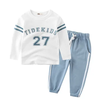 

Boys And Girls Sports And Leisure Set Long Sleeve Top Pants 2 Piece Set Number 27 Children's Clothing Set