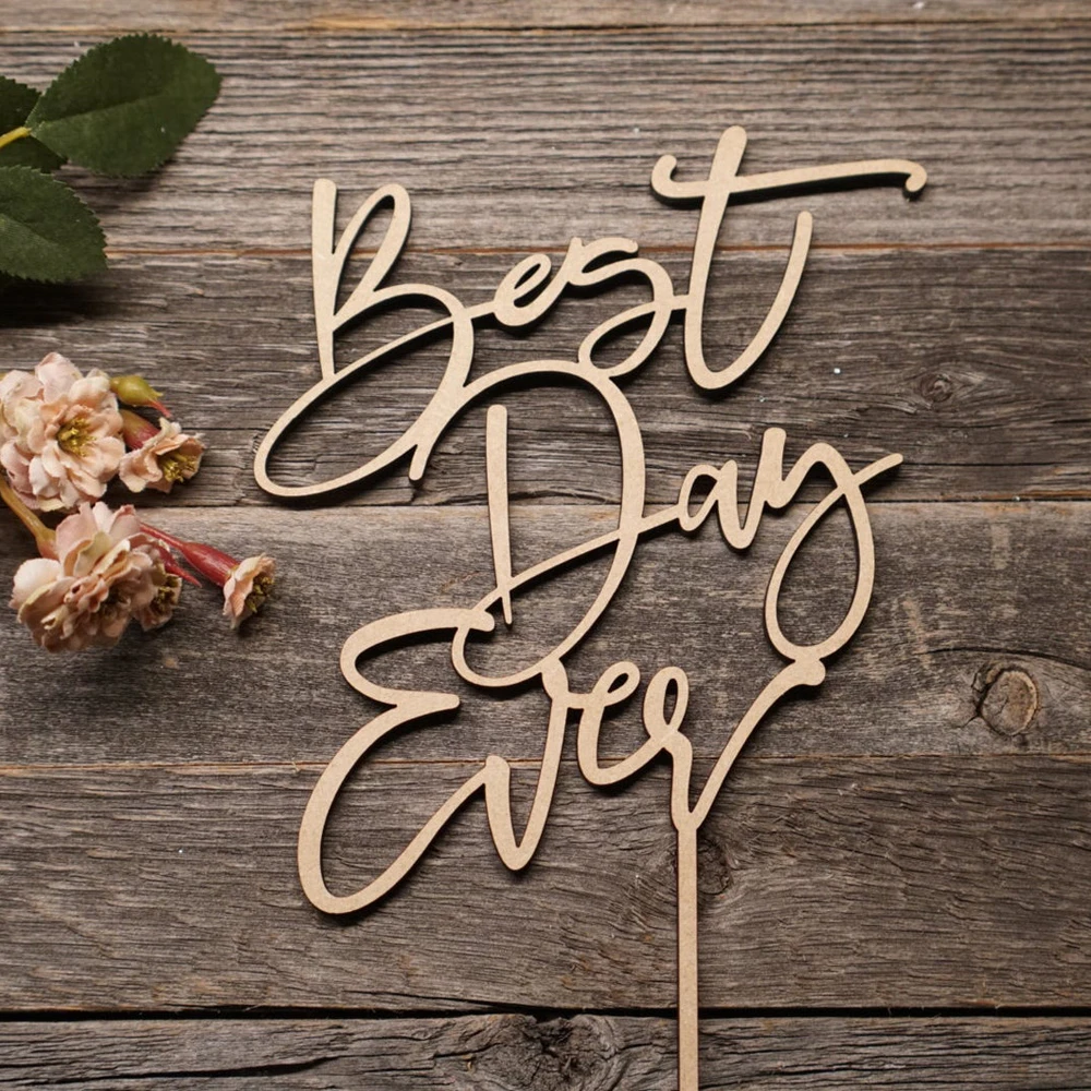 Best Day Ever Wedding Cake Topper  Wedding Cake Topper  Bridal Shower Best Day Ever Engagement Modern Cake Topper1