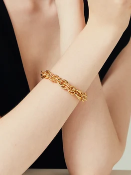 

Timeless Wonder Brass Geo Chunky Twisted Chain Bracelet Women Jewelry Statement Gothic Boho Designer Ins Rare Hip Hop Top 7178