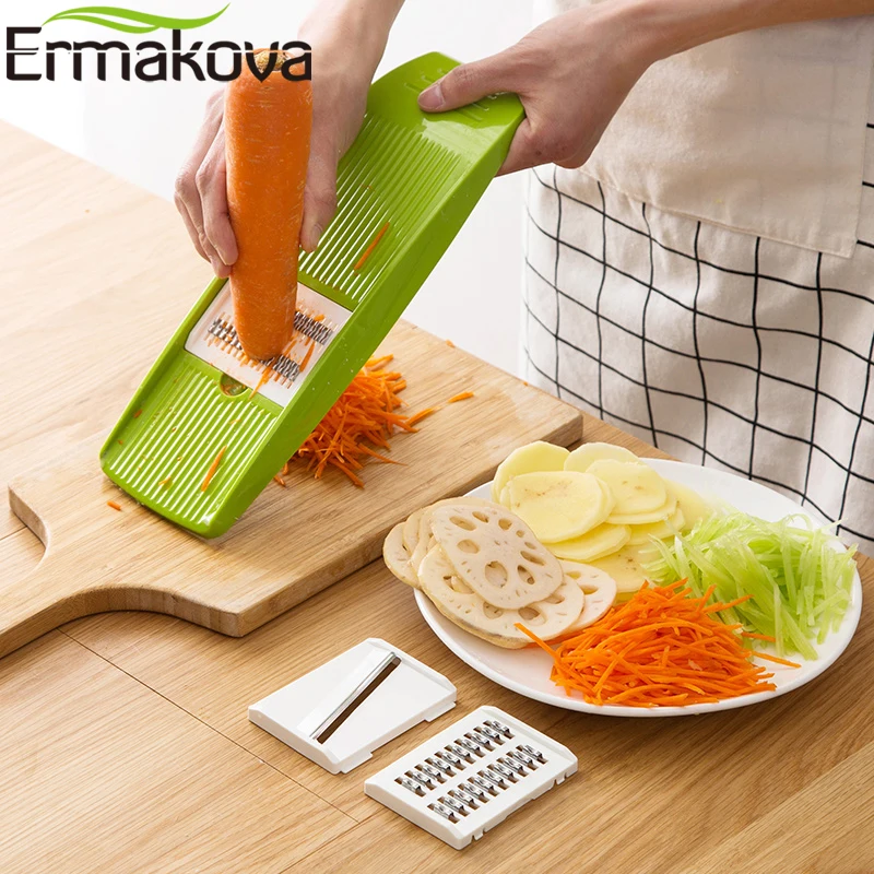 Ермакова мандолина Строгальщик для овощей Овощечистка лукорезка картофель морковь Терка Juilienne Slicer с 3 лезвия
