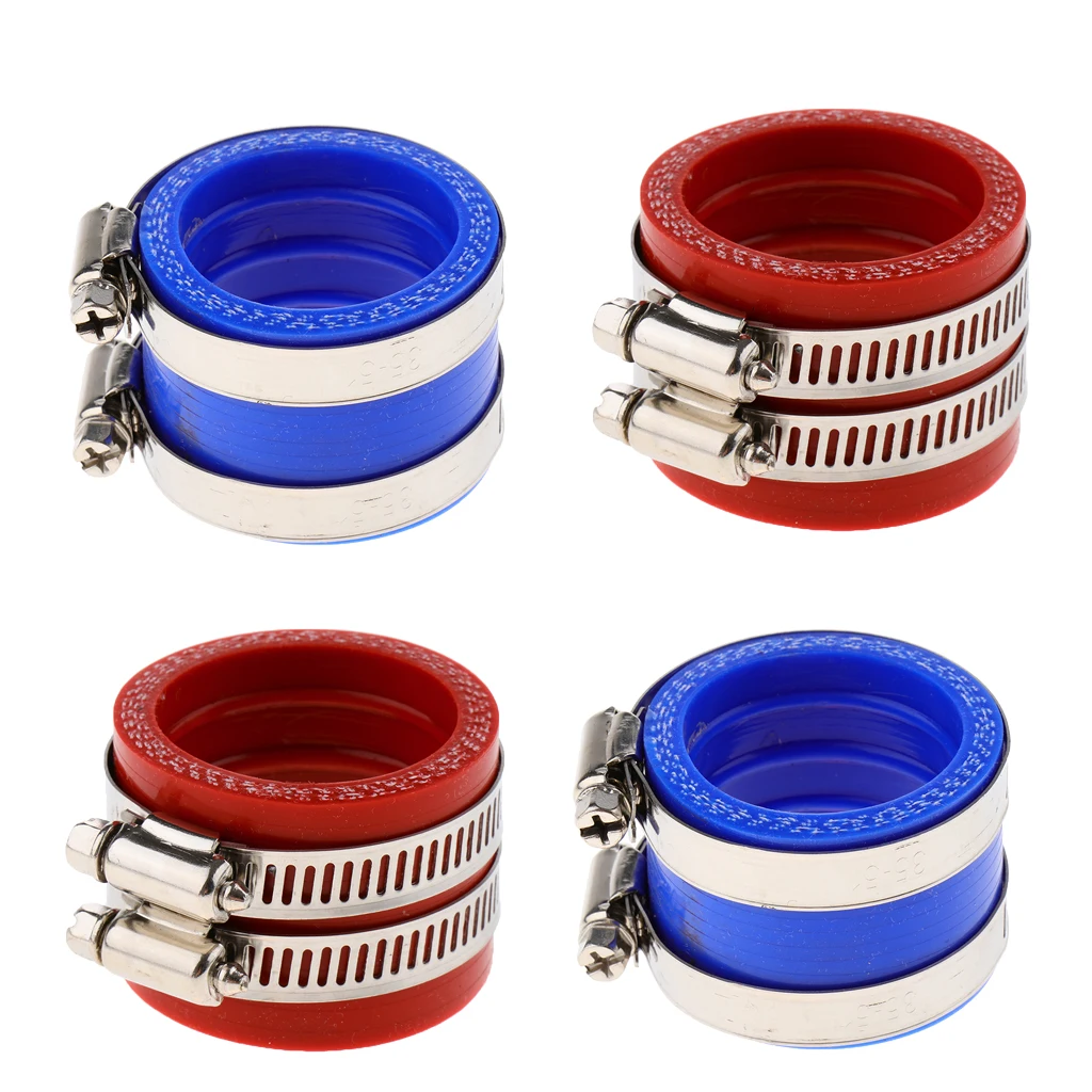 4PCs 32mm/34mm PWK OKO KOSO Carburetor Intake Carb Interface Adapter Glue for Kawasaki, Red + Blue