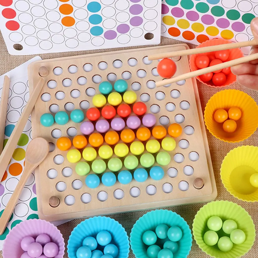 price cut  Beads Game Montessori Early Childhood Children Wooden Clip Ball Puzzle Parent-child Interactive Toy