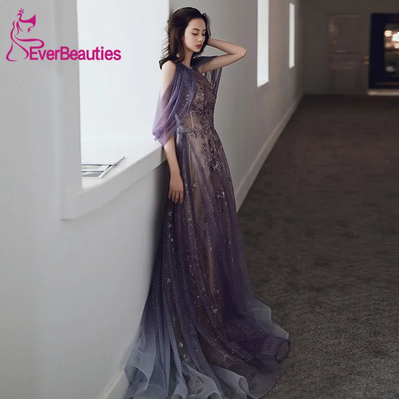 

Abendkleider Evening Dresses Long 2020 Tulle Appliques Beaded Abiye Gece Elbisesi Formal Dress Robe De Soiree