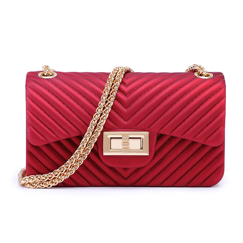 

Promise of 2019 New Arrival V Pattern Gel Bag Matte Solid Color Dull Polish Hipster Shoulder p v c Cross-body INS Women's Bag