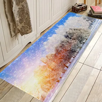 

Christmas Snow Scene Rug Gift Hallway Carpets and Rugs for Bedroom Living Room Kitchen Bathroom Anti-Slip Floor Mats