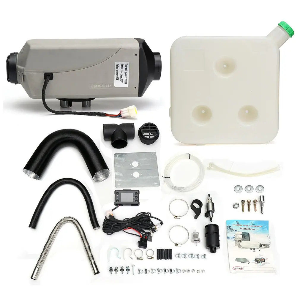 

12V 8KW Single LCD Switch Silencer Car Diesel Air Heater Car Heating For Boat RV Truck Motor-homes Boat Van Gray