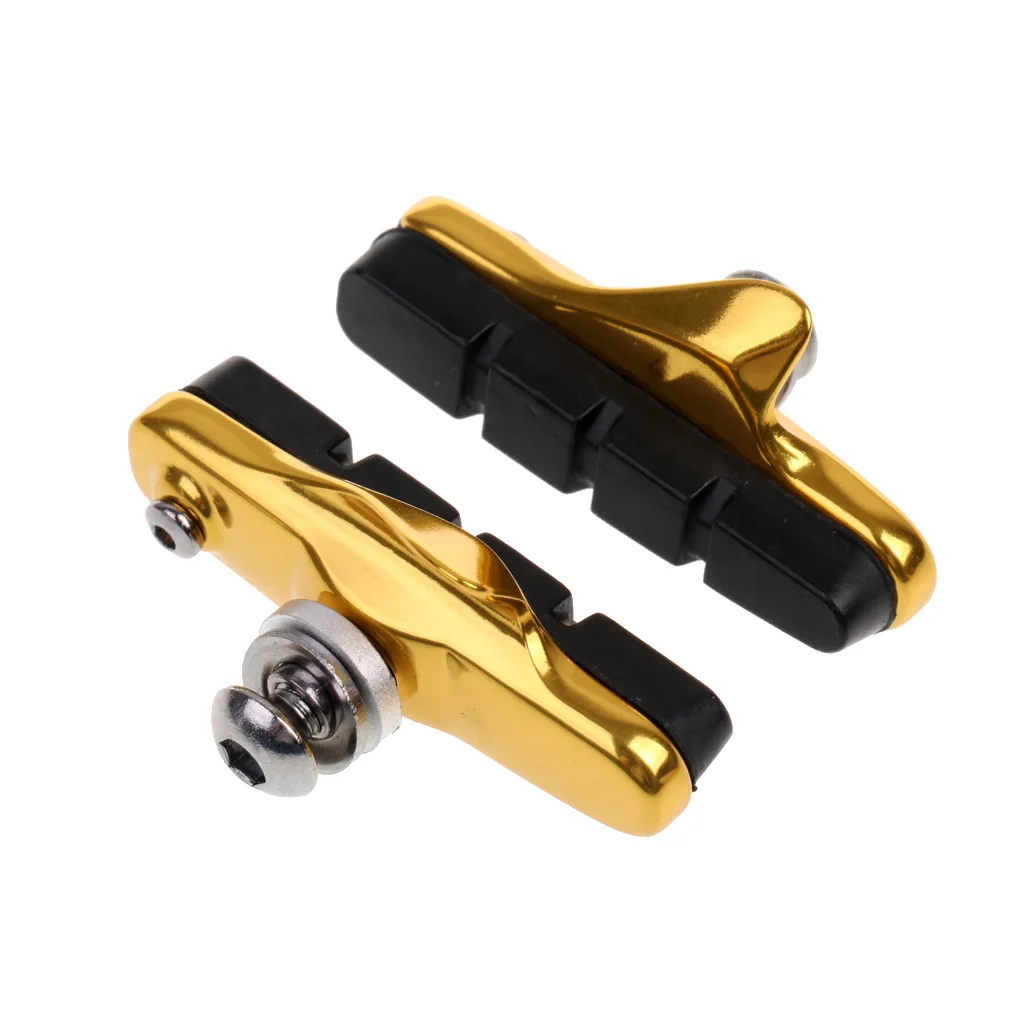 4Pcs Road Bike BRAKE BLOCKS Pads Shoes Fixed Gear Bicycle Rubber Holder 55mm