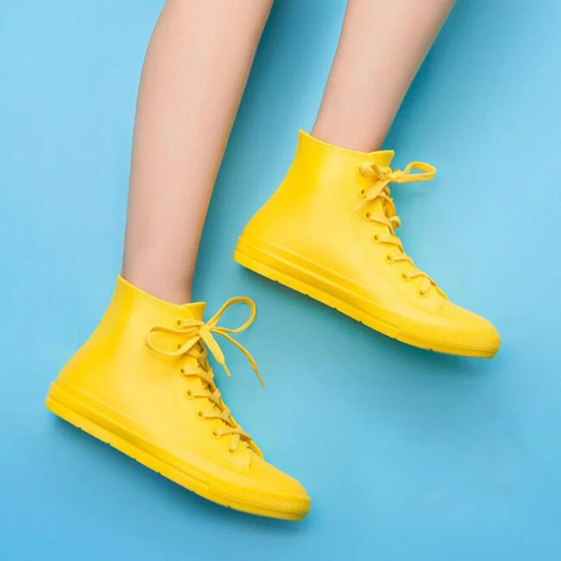 COVOYYAR/резиновые ботильоны с высоким берцем; прозрачные водонепроницаемые женские туфли; резиновые полуботинки; модная нескользящая обувь ярких цветов; WBS020