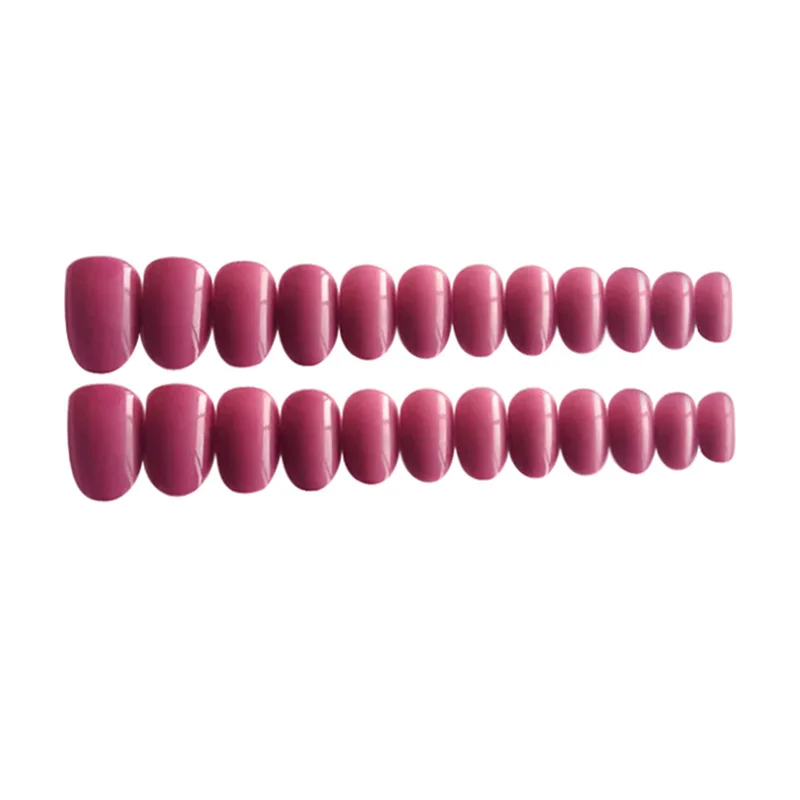 Nusx 24Pcs Purple French False Nails Artificial Fake Nail Press on Full Cover Nails Tips Nude 5