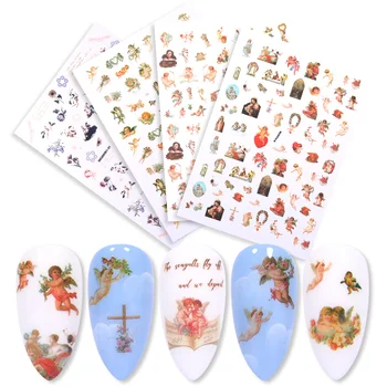 

1 Pcs 3D Angel Pattern Nail Sticker Angel Flower Pattern Nail Decal Stickers Nail Art Decoration In Spring And Summer