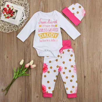 

Newborn Baby Girls Floral Romper Tops Polka Dot Pants Outfits Set Clothes GG