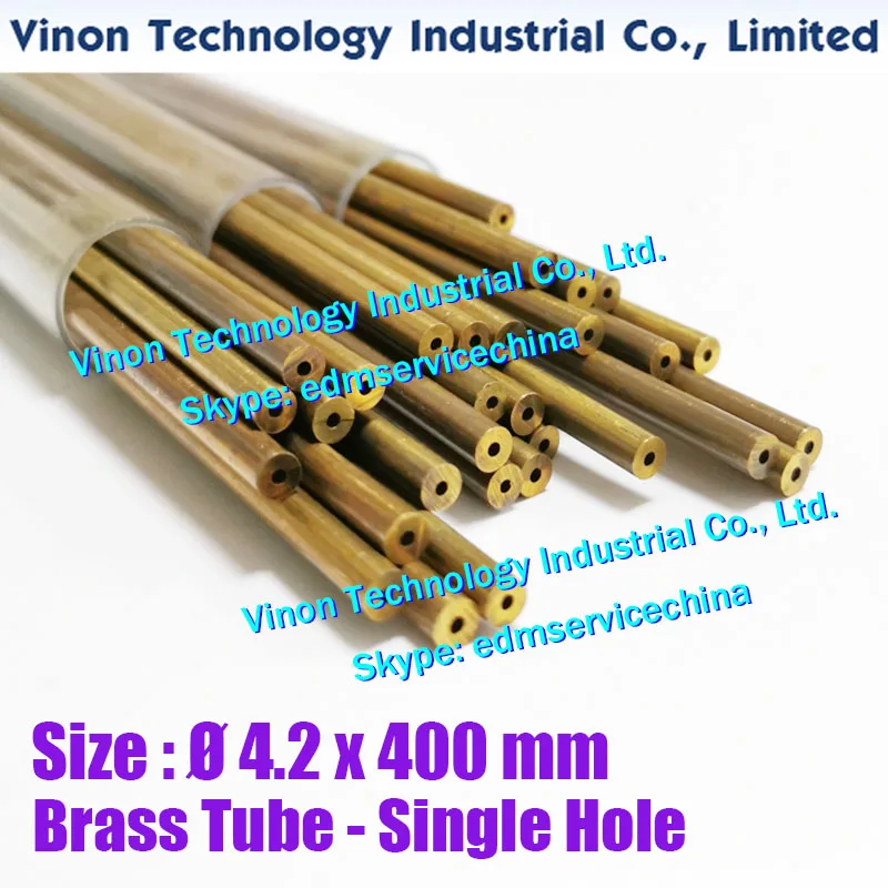 (30PCS/LOT) 4.2x400MM Brass Tube Single Hole type, EDM Brass Tubing  Electrode Single Channel Dia. 4.2mm 400mm Long for DRILL EDM