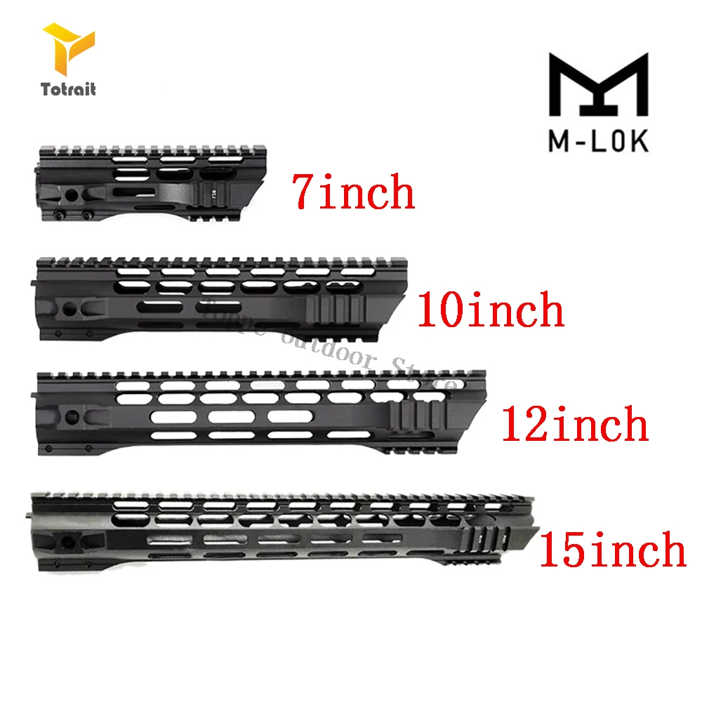 

TOtrait 7/10/12/15 Inch AEG M4 M16 AR15 Free Float M-Lock Quad Rail Handguard Picatinny Rail with steel Barrel Nut for Hunting
