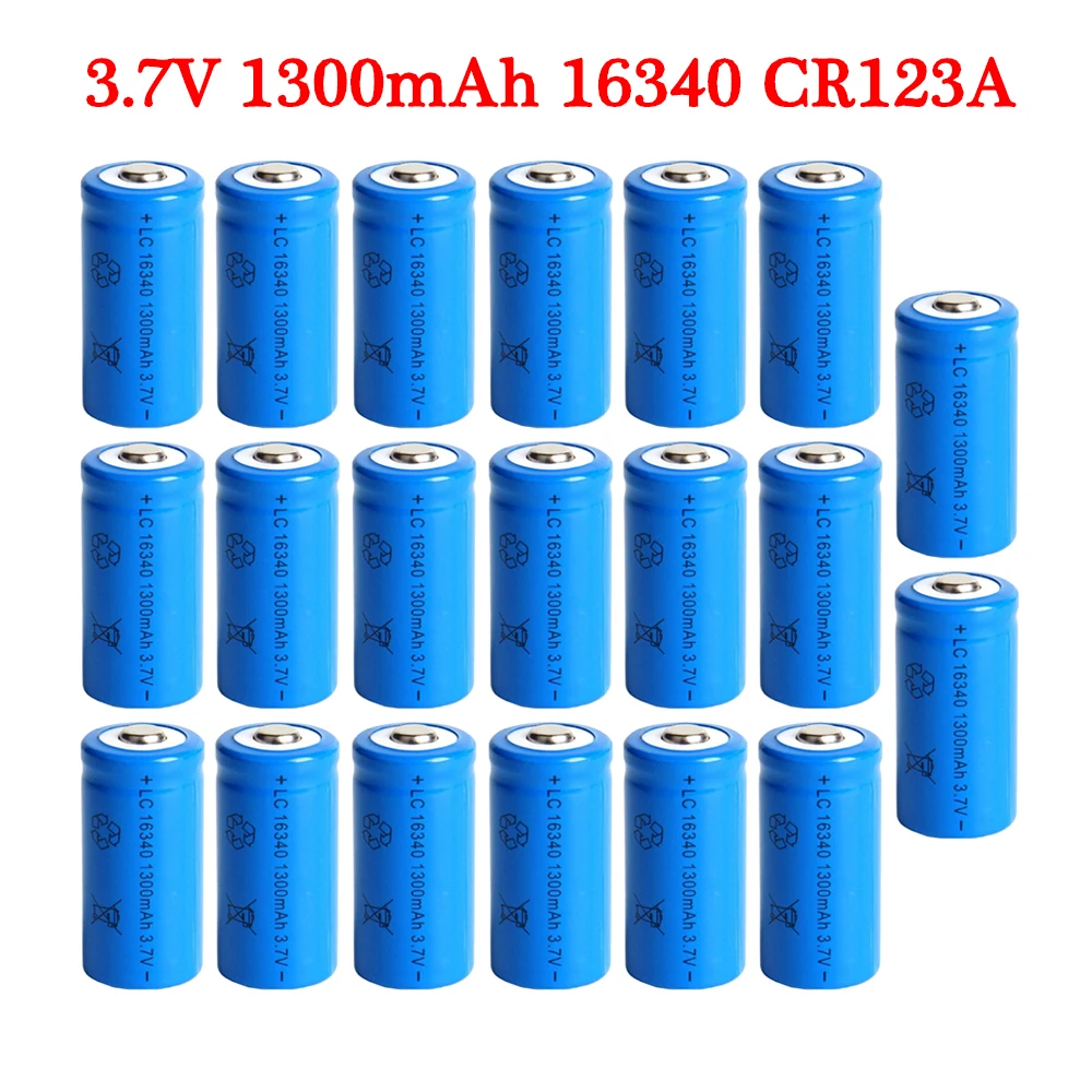 1300Mah Ricaricabile 3.7V Li-Ion 16340 Batterie Cr123A Batteria Led Torcia Puntatore Laser Da Viaggio Per 16340 Cr123A