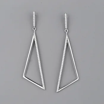 

Fashion Geometric Triangular Exaggeration Long Tassel Earring Ear Stud Women's Zircon Ear Rings