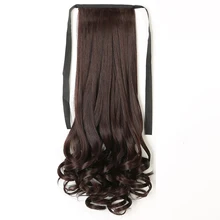 48 см обертывание Синтетическая лента для хвостика типа наращивания волос длинные волнистые клип в хвосте накладные волосы пони хвост шиньон с шпилькой