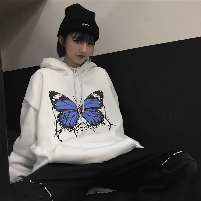 oversized butterfly graphic hoodie