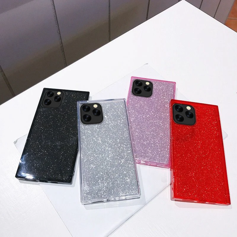 

Square Shiny Glitter Powder Case for iPhone 11 Pro XS Max XR X Soft TPU Cover for iPhone 6 6s 7 8 Plus Bling Diamond Back Cover