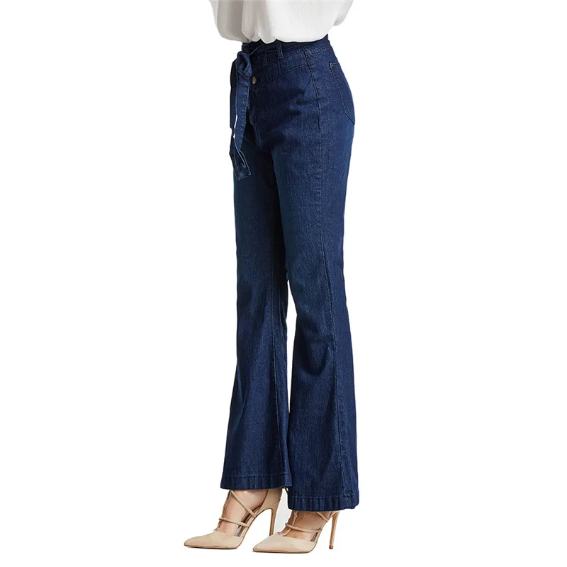 Женские джинсы Осенние эластичные плюс свободные женские джинсы деним Ретро широкие брюки модные широкие брюки Mujer Cintura Alta
