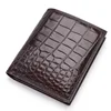 Authentic Real Crocodile Skin Men's Short Purse Small Card Holders Genuine Exotic Alligator Leather Male Bifold Wallet 1