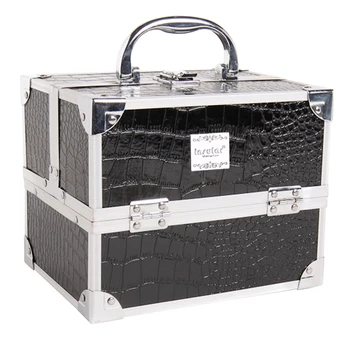 

Large Space Salon PU Cosmetic Case Jewelry Storage Brushes Lipsticks With Handle Buckle Waterproof Makeup Organizer Travel Box