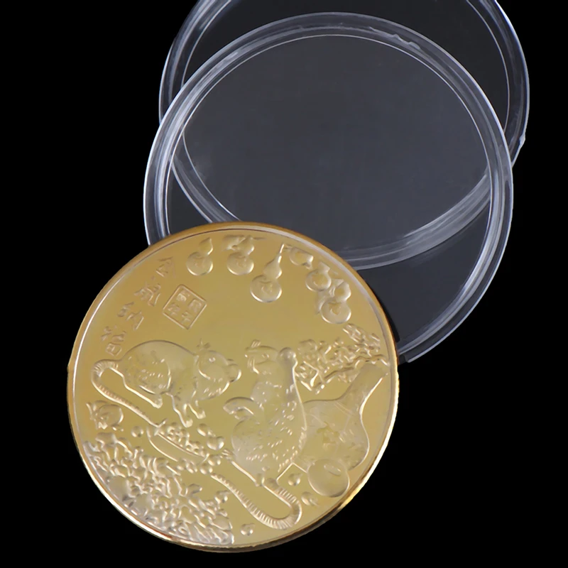 1PCS New Year of the Rat Commemorative Coin Chinese Zodiac Souvenir Collectible Coins Lunar DIY Collection Art Craft Decor