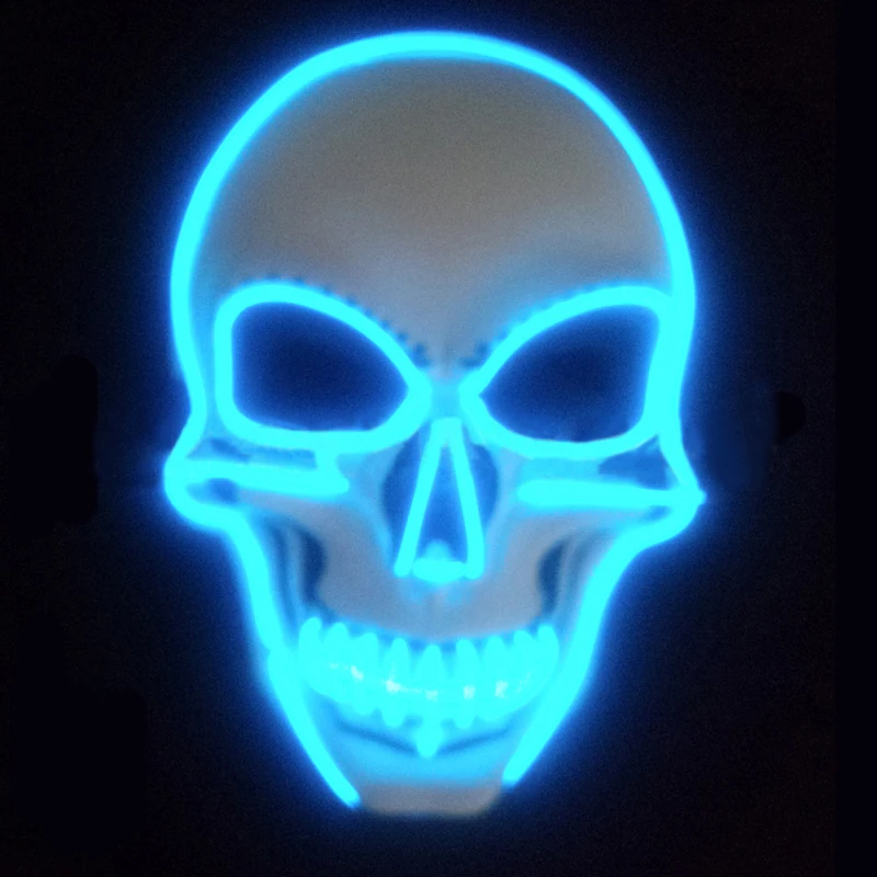 

Party Mask Fashion LED Flashing Neon Light Luminous EL Wire Ghost Skull Mask For Halloween Party Blue/green/red