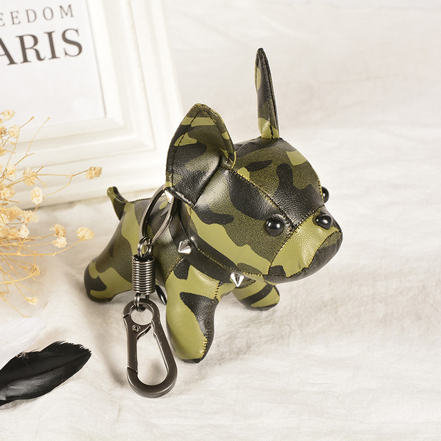 Bulldog Keychains Faux Leather Puppy Doll Key Rings Hanging Pendant Key Holder French Bulldog Charm Bags Decor Car Trinket
