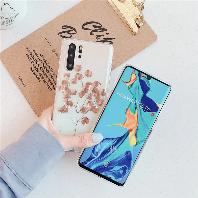Esinc лист ананаса чехол для huawei mate 20 Pro P20 P30 Lite задняя крышка на Nova 5 4 4e 3 3e 3i покрытие из розового золота