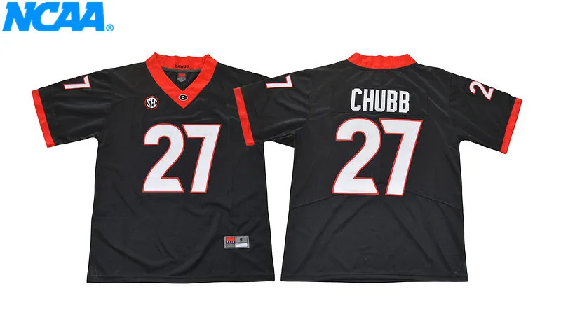 Новое поступление высокое качество NCAA Ник Chubb#27 футболка колледжа майки Молодежные S-XXXL - Цвет: 5