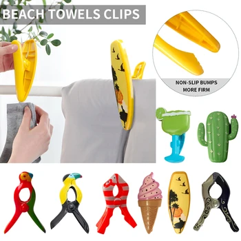 

Summer Plastic Color Clips Retaining Clip Cute Cartoon Beach Towel Clamp To Prevent The Wind Clamp Clothes Pegs Drying Racks