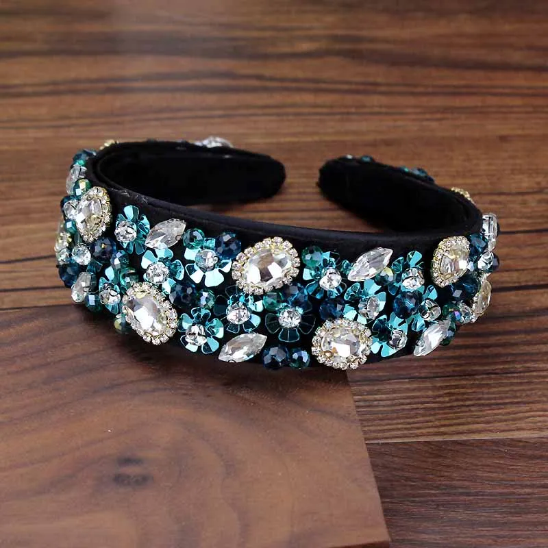 handmade Женские винтажные аксессуары для волос, фиолетовые и синие свадебные повязки на голову с кристаллами, стразы, жемчужные, барочные повязки на голову для свадьбы - Окраска металла: handmade