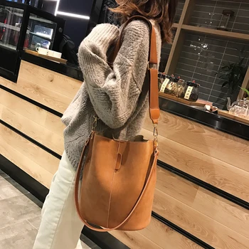 Brand Luxury Designer Handbag Ladies Bucket Bag PU Leather Shoulder Bags Large Capacity Wide Shoulder Strap Crossbody Bags Tote