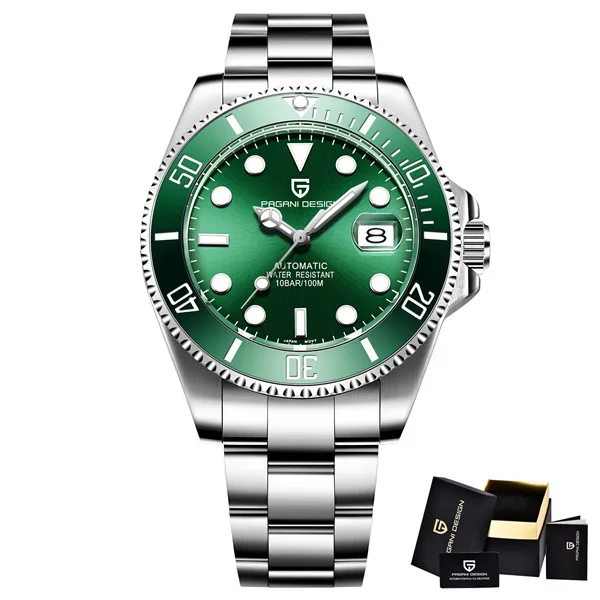 PAGANI Дизайн Мужские автоматические механические часы Бизнес Роскошные модные водонепроницаемые сапфировое стекло часы Relogio Masculino - Цвет: green