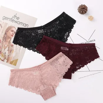 

3 Pcs Panties Women's Underwear Sexy Lace Breathable Female Panty Transparent Briefs Ladies Underwear Woman High Quality 2020